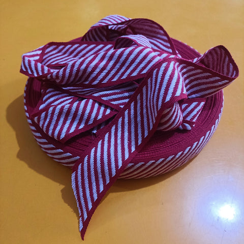 RED AND WHITE STRIPE WIDE COTTON RIBBON (VINTAGE)